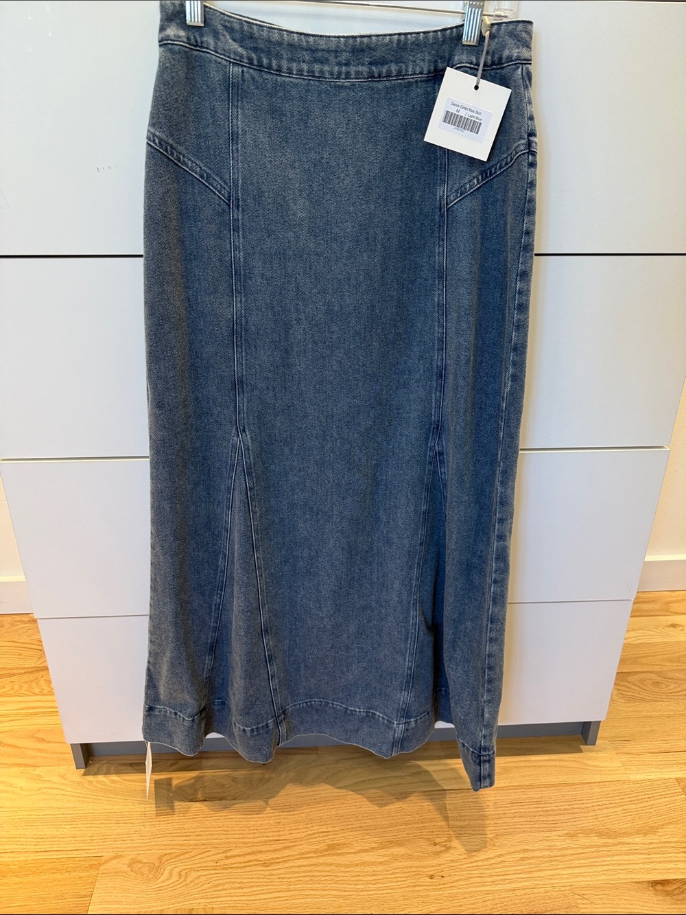 Blank NYC Washed Denim Maxi Skirt - Blue Gray